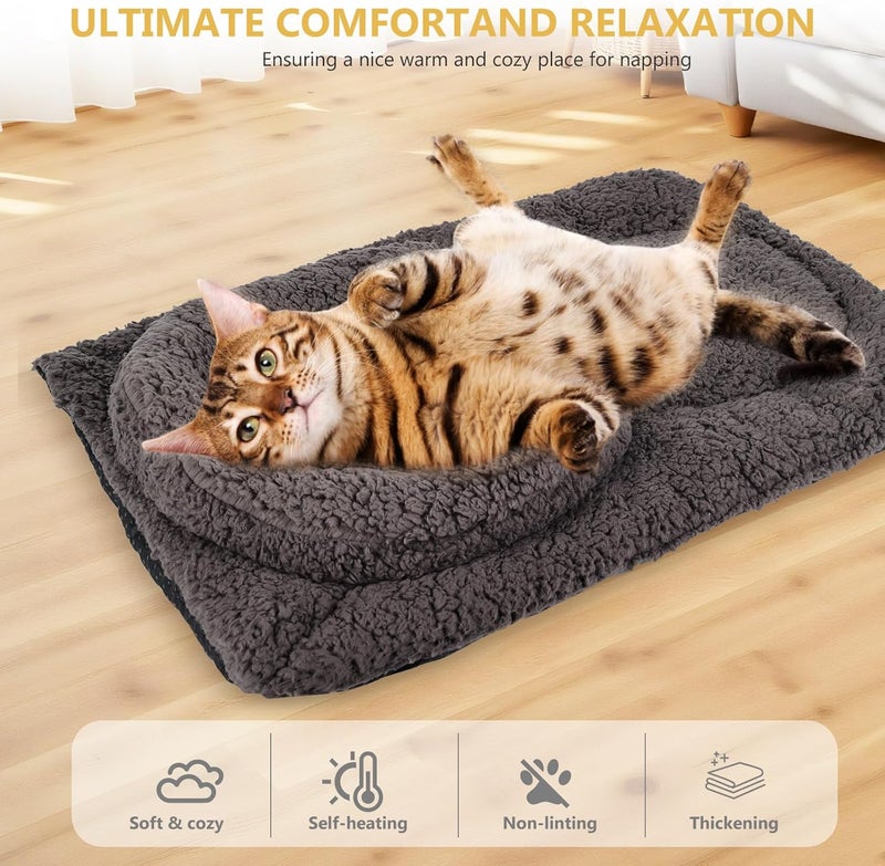 TailTastic Self Warming Cat Bed Mat with U-Shaped Pillow -24"x18" Soft Thickened Thermal Cat Bed, Machine Washable Heat Retention Pad for Indoor Cats - Image 4